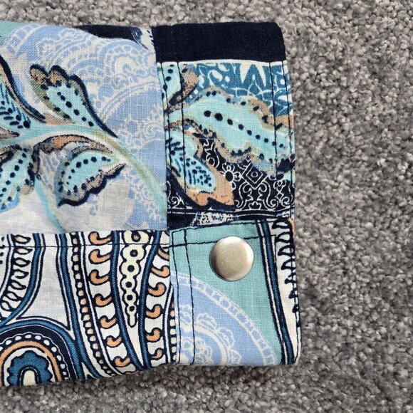 Chico's 100% Linen Blue Floral Paisley Reversible Snap Lightweight Jacket Boho - Picture 10 of 10